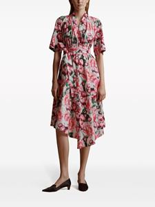 Adam Lippes floral-print asymmetric midi dress - Wit