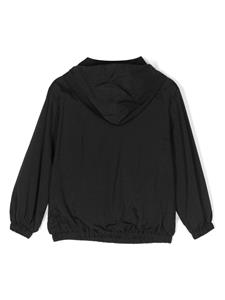 Dolce & Gabbana Kids logo-patch ripstop hooded jacket - Zwart