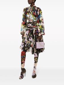 Dolce & Gabbana Zijden blouse met bloemenprint en sjaal - Zwart
