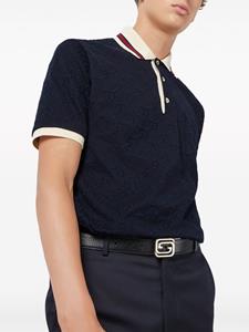Gucci GG-embroidered cotton polo shirt - Blauw