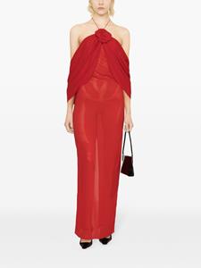 Magda Butrym flower-appliqué sheer silk dress - Rood
