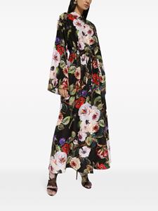 Dolce & Gabbana Blousejurk met bladerprint - Zwart
