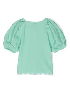 Stella McCartney Kids scallop-edge linen blend shirt - Groen