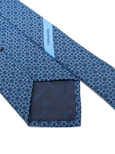 Ferragamo Zijden stropdas met logoprint - Blauw
