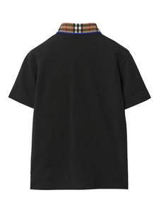 Burberry Kids Poloshirt met contrasterende kraag - Zwart