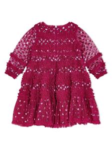 NEEDLE & THREAD KIDS dot shimmer long-sleeve dress - Roze