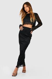 Boohoo Glitter Maxi Rok, Black