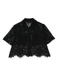 Monnalisa Cropped shirt met kant - Zwart