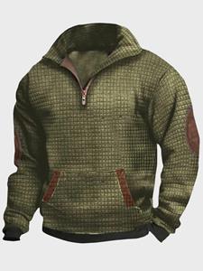 ChArmkpR Mens Contrast Patchwork Texture Half Zip Casual Pullover Sweatshirts Winter