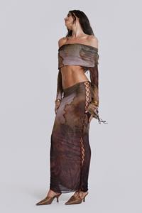Jaded London Valerie Lace Up Maxi Skirt