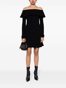 Blumarine Wollen mni-jurk met vierkante hals - Zwart