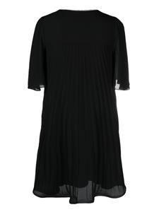 NISSA crystal-embellished pleated dress - Zwart