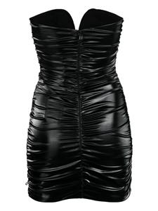 NISSA ruched faux-leather minidress - Zwart