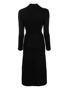 NISSA lace-up mock-neck midi dress - Zwart