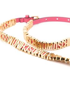 Moschino logo-lettering leather belt - Goud