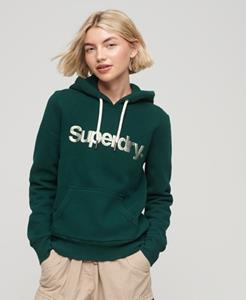 Superdry Vrouwen Metallic Core Logo-hoodie Groen