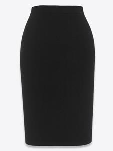 Saint Laurent Kokerrok met elastische tailleband - Zwart