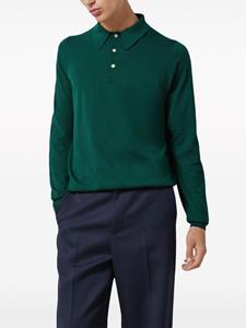 Gucci logo-embroidered wool polo shirt - Groen