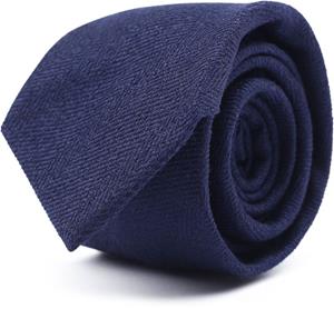 Suitable Tie Wool/Silk Herringbone Navy -