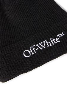 Off-White Geribbelde muts met geborduurd logo - Zwart