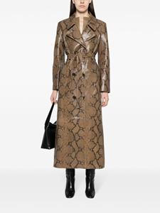 Dorothee Schumacher snakeskin-print belted leather coat - Bruin