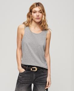 Superdry Vrouwen Tanktop met Lage, Uitgesneden Ronde Hals Lichtgrijs