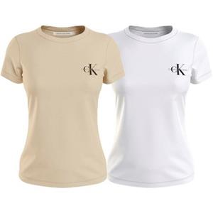 Calvin Klein Shirt met ronde hals 2-PACK MONOLOGO SLIM TEE met  jeans logoprint op borsthoogte (2-delig, Set van 2)