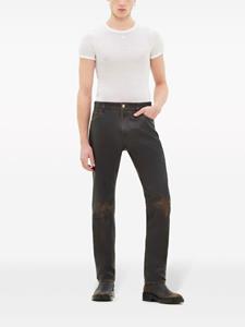Courrèges distressed straight-leg leather trousers - Bruin