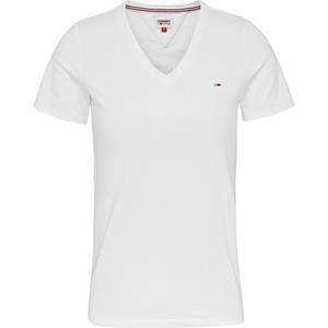TOMMY JEANS Shirt met V-hals TJW SKINNY STRETCH V NECK met -merklabel op borsthoogte