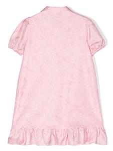 Versace Kids Barocco-print silk shirt dress - Roze