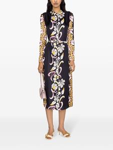 Tory Burch floral-print silk shirtdress - Zwart