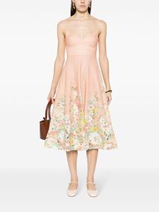 ZIMMERMANN floral-print A-line linen dress - Roze