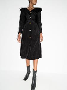 Rejina Pyo Midi-jurk met oversized kraag - Zwart