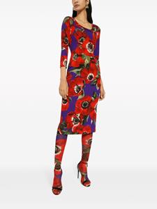 Dolce & Gabbana Midi-jurk met print en ronde hals - Paars
