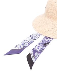 ETRO detachable-silk-scarf raffia hat - Beige