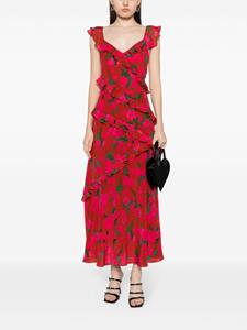 Rixo Gail floral-print silk midi dress - Rood
