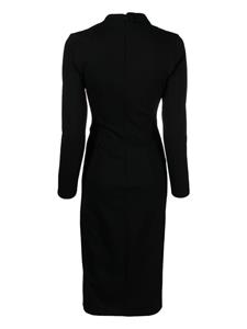 NISSA asymmetric lace-up midi dress - Zwart