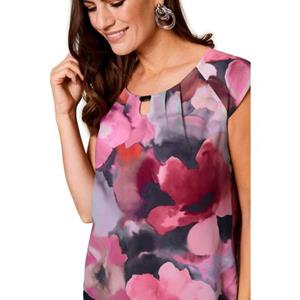 HERMANN LANGE Collection Shirttop "Shirttop mit Blüten-Print", Zierschließe am Ausschnitt, Flügelärmel, Blüten-Print