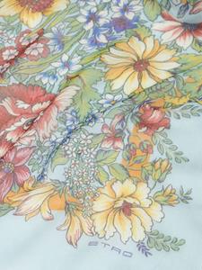 ETRO floral-print frayed-edge scarf - Blauw