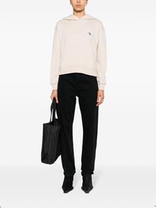 Calvin Klein Jeans logo-patch jersey hoodie - Beige