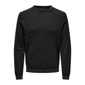ONLY & SONS Strickpullover Lässiger Pullover Feinstrick Design Sweater ONSTAPA 6715 in Dunkelgrau