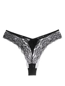 Versace high-cut lace-panelled thongs - Zwart