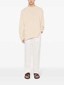 Brunello Cucinelli mid-rise linen blend tapered-leg tailored trousers - Wit
