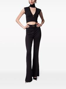 AREA star-stud high-waist flared trousers - Zwart