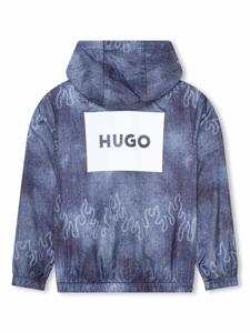 HUGO KIDS printed hooded windbreaker - Blauw