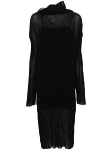 MM6 Maison Margiela long sleeves plissé midi dress - Zwart