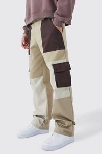 Boohoo Relaxed Fit Colour Block Cargo Trouser, Chocolate