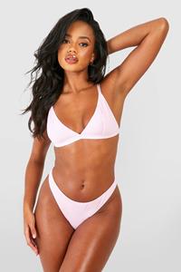 Boohoo Seamless Triangle Bralet And Brief Set, Pink