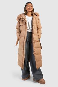 Boohoo Parka Jas Met Faux Fur Zoom, Brown