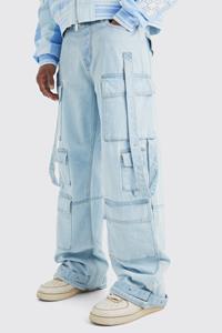 Boohoo Onbewerkte Baggy Flared Jeans Met Zakken, Ice Blue